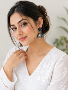 Latest Design Vintage <b>Rose</b> Gold Plated Monalisa Flower Design Wedding Bezel Setting Bollywood Jhumka Bulk Earring Gift for Women - Product Image 4