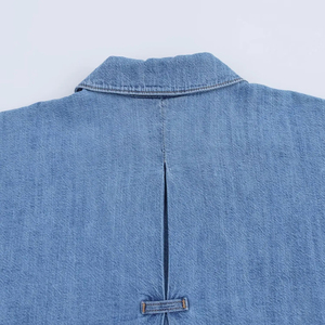 Camisa vaquera corta elástica y ajustada ligera para mujer 2026 - Moda en camisas y abrigos vaqueros para mujer - Product Image 4