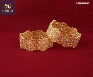 One Gram 24K Gold Plated Trendy Women's 2-Piece Bangle <b>Set</b> - Product Image 1
