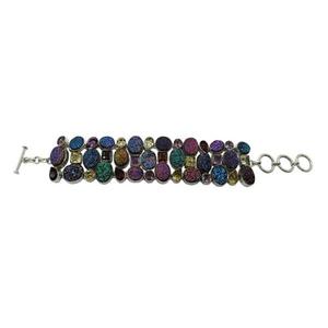 Bracelet pour femme en alliage plaqué argent avec perles de cristal multicolores de style bohème classique Art Palace, cadeau de bijoux - Product Image 2