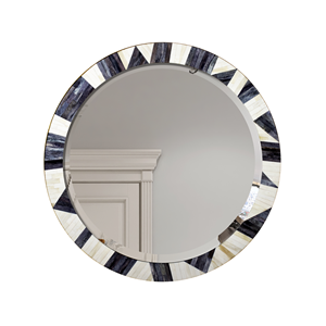 Miroir mural rond en os incrusté fait main de 32 pouces, miroir décoratif géométrique noir et blanc pour salon, chambre à coucher, décoration intérieure - Product Image 3