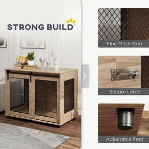 39\" <b>Walnut</b> Brown Dog Crate Furniture Large Dog Kennel End <b>Table</b> with Sliding Barn Door Pet Houses & Furniture - Product Image 4