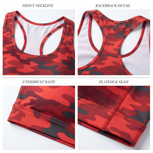 Soutien-gorge de compression imprimé camouflage pour femme, séchage rapide, dos nageur, haut de sport, soutien-gorge de yoga et fitness à col rond, soutien-gorge de course imprimé - Product Image 6