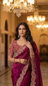 Sari Festivo Elegante para Mujer, para Bodas y Fiestas, Ropa Tradicional Étnica con Tela Premium y Aspecto Elegante - Product Image 6