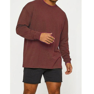 <b>Men's</b> Plus Size Solid <b>Burgundy</b> Round-Neck T-<b>Shirt</b> Custom OEM High Quality - Product Image 6
