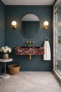 Lavabo de Baño Moderno de Mármol Rojo Natural Rosso Levanto, Sobre Encimera, con Desagüe, para Uso en Almacenes - Product Image 2