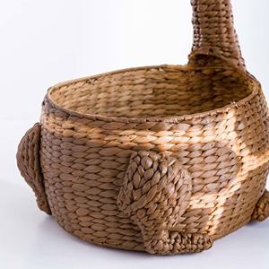 Panier de rangement en feutre pour animaux en peluche, beige, pour enfants et bébés, panier de rangement en jacinthe d'eau tressé fantaisiste en forme de girafe - Product Image 3