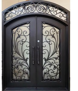 Puerta de Hierro Forjado Premium, Puerta de Entrada Decorativa de Hierro con Detalles Forjados a Mano, Vidrio Templado y Características de Seguridad - Product Image 4