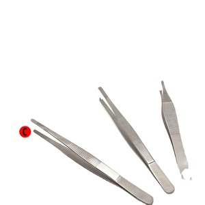Pince à épiler dentaire chirurgicale en acier inoxydable Meriam à pointe dentelée et coudée 16 cm pour coton-tige et pansements - Product Image 6