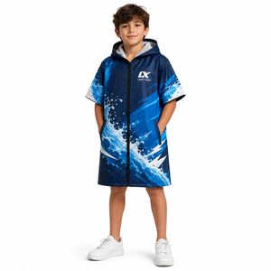 Custom Kids Hooded Swim Parka <b>Changing</b> <b>Robe</b> | Waterproof Windproof Quick Dry <b>Towel</b> Poncho Jacket for Swimming, Surfing & Beach - Product Image 1