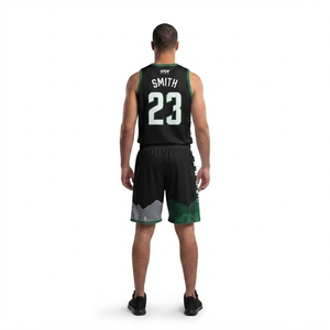 Ensemble d'uniformes de basketball personnalisés en mesh sublimé pour hommes adultes – Maillot sans manches col en V et short respirant pour équipe Hawks - Product Image 2