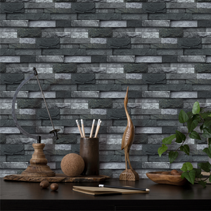 Carta da parati con carta da parati in pietra grigia nera e adesiva decorazione per la casa facile da installare per il soggiorno senza colla - Product Image 3
