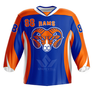 Maillot de hockey sur glace pour homme, blanc, bleu, rouge, col en V, manches longues, maille sublimée, évacuation de l'humidité, uniforme d'équipe, numéro 88 - Product Image 3