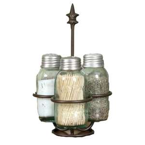 Elegante juego de salero y pimentero de 3 piezas en metal forjado, perfecto para utensilios de cocina y vajilla esenciales, hecho en India. - Product Image 1