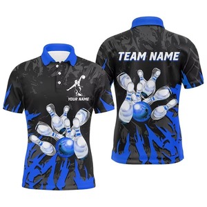High Quality Custom Sublimation Men's Sporty <b>Bowling</b> for Shirt Anti-Wrinkle Quick Dry Breathable Knitted Team Shirt - Product Image 4
