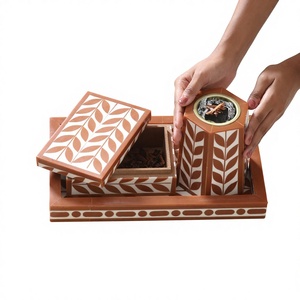 Ensemble d'encens indien artistique en résine Bakhoor avec support à encens durable et plateau multifonction - Couleur marron - Product Image 1