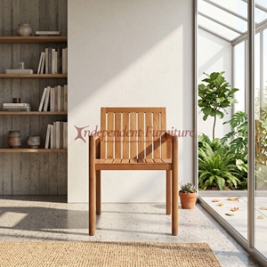 New Modern Minimalist Wholesale Teak Wood Armchair Natural Finish Outdoor Garden <b>Dining</b> <b>Chairs</b> Luxury Patio Restaurant Furniture - Product Image 5