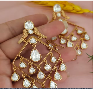 Boucles d'oreilles tendance de qualité supérieure, aspect pierres, magnifique look, parfaites pour les mariages et les occasions spéciales, tenue traditionnelle - Product Image 2