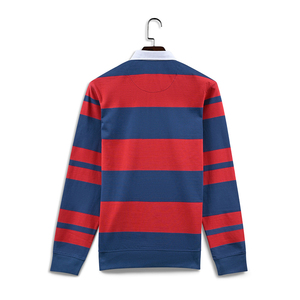 Customized Breathable Quick Dry Rugby Shirts Slim Fit Full Sleeve Turn Collar Stripe Cotton Rugby Polo Shirts For Adults - Product Image 2