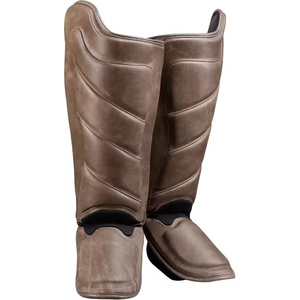 Protège-tibias en cuir pour entraînement Muay Thai, protège-tibias pour hommes, protège-tibias en cuir PU pour MMA, boxe, Muay Thai, Taekwondo - Product Image 1
