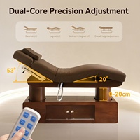 Table de Soin Esthétique Électrique à 4 Moteurs, 14 cm d'Épaisseur, en Latex de Luxe, Chauffée, pour Soins du Visage et Massage Spa, avec Éclairage – Vente Chaude Usine
