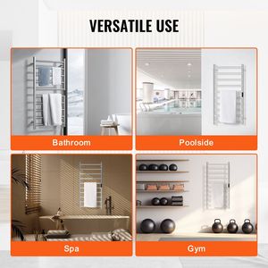 Scaldasalviette da Parete a 10 Barre, Impermeabile IPX5, con Display LED e Timer, Finitura Spazzolata per Bagno - Product Image 6