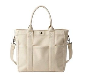 <b>Large</b> Solid Color Multi-Pocket <b>Canvas</b> Tote <b>Bag</b> with Adjustable Shoulder Strap and <b>Large</b> Capacity - Product Image 1