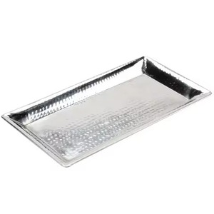 Silver Finished Stainless Steel Serving Tray Mirror Finished Multi-Function Perfume Jeweled <b>Tea</b> <b>Set</b> For Table Decorative - Product Image 2