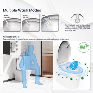 Sedile WC Bidet Intelligente con Seduta Riscaldata Regolabile e Temperatura e Pressione dell'Acqua Automatiche, Ugello Automatico, Bidet Portatile - Product Image 2