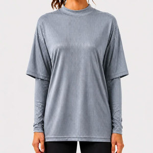 Ropa de Verano Ligera al por Mayor para Mujer, Camiseta Deportiva de Algodón y Poliéster 100% de Alta Calidad para Gimnasio, en Venta - Product Image 5
