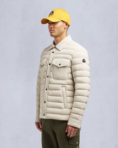 <b>Men's</b> Cream Puffer <b>Jacket</b> With Turn-down Collar And Button Closure Windproof Casual Winter Wear Solid Color Regular Fit OEM - Product Image 6