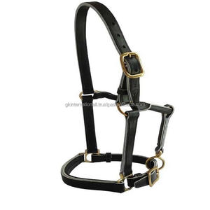 Collar de cabeza personalizado de cuero genuino negro/marrón para caballo con herrajes de latón macizo, venta al por mayor de collares de cuero para equitación. - Product Image 2