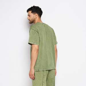T-shirt oversize homme style hip-hop streetwear délavé à l'acide avec logo personnalisé, motif uni vintage, prix abordable, personnalisable - Product Image 5
