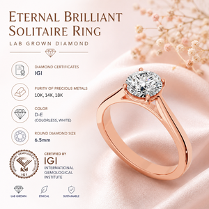 Bague solitaire en diamant de laboratoire taille ronde éclatante de qualité supérieure, or 14 carats, vente en gros, fabricant et fournisseur de bijoux fins OEM - Product Image 4