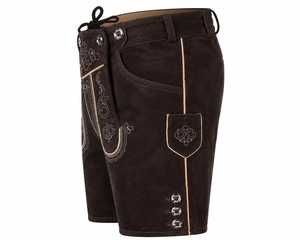 <b>Men's</b> Bavarian Vintage <b>Leather</b> Material High Waist Embroidered Floral Pattern Breathable Button Fly Bermuda Length Casual <b>Shorts</b> - Product Image 5
