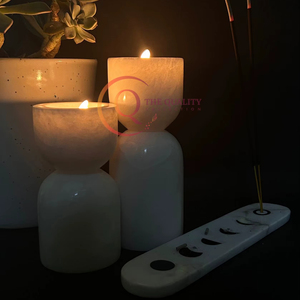 Sophisticated <b>Square</b> Shaped Marble <b>Candle</b> Stand for Cozy Evening Ambiance Elegant Dinner Parties Perfect Easter Home Decor - Product Image 5