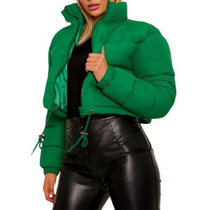 Chaqueta acolchada con cuello alto para mujer, manga larga, con cremallera, corta, a prueba de viento, para invierno - Product Image 5