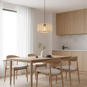 Lámpara Colgante de Ratán Hecha a Mano de Lujo, Lámpara Colgante de Bambú Grande, Lámpara de Techo Tejida Geométrica para Vestíbulo de Villa, Hostelería - Product Image 4