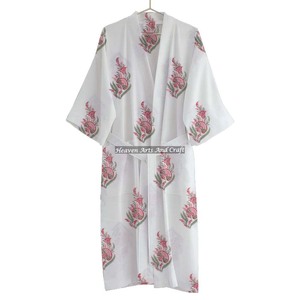 เสื้อคลุมอาบน้ำผ้าคอตตอนเนื้อนุ่มพิมพ์ลายชุดราตรียาวใส่เดินชายหาด - Product Image 3