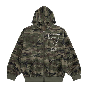 Sudadera con Capucha para Hombre con Pedrería, Mezcla de Algodón y Poliéster, Aislada, con Panel de Cristales, Cordón Ajustable, Estilo Casual - Product Image 1