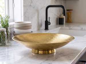 Cuenco de Metal con Diseño Martillado y Base Artística de Hojas Botánicas, Ecológico y Apto para Lavavajillas, para Decoración de Mesa de Lujo - Product Image 6
