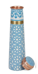 <b>Flower</b> <b>Sticker</b> Eco Friendly Pure Copper Metal Modern 2 Glass Water Bottles Keeps Water Fresh Customizable Gift Set - Product Image 2