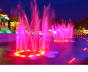 Fontaine musicale extérieure moderne Horticlub avec spectacle de lumière LED, construction en acier inoxydable, grande fontaine multimédia pour jardin - Product Image 3