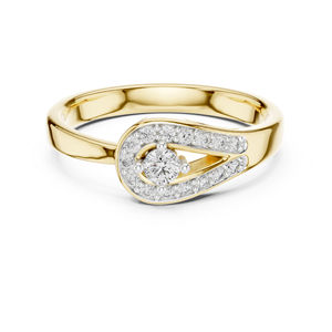 Bague en or jaune 14 carats avec diamant rond cultivé en laboratoire pour femmes |   Vêtements de tous les jours |   Nouveau diamant cultivé - Product Image 1