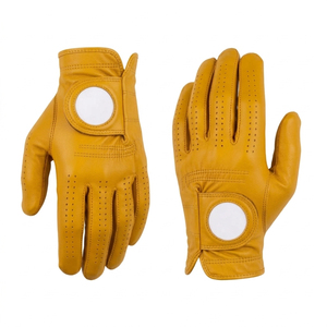Black Genuine Leather Golf <b>Gloves</b> Full Finger Non-Slip Breathable Hook And Loop Closure Unisex <b>Sports</b> <b>Glove</b> - Product Image 4