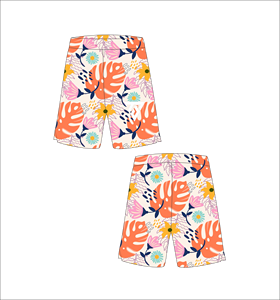 Men's Floral Printed Tropical Pattern Casual <b>Elastic</b> Waist Shorts 100% Polyester Quick Dry Breathable - Product Image 1