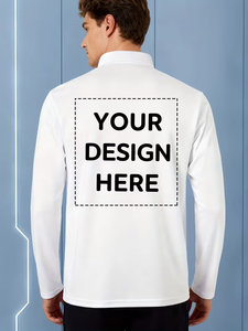 Classic Solid Color Men's Eco-Friendly Polyester Jersey Knitted Breathable Turn-Collar Long Sleeve Casual Lightweight <b>Shirt</b> - Product Image 4