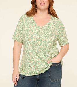 OEM Logo Wholesale 180 GSM 100% Cotton All Over Print Plus Size V-Neck T-Shirt for <b>Women</b> Premium Quality Custom Design - Product Image 1