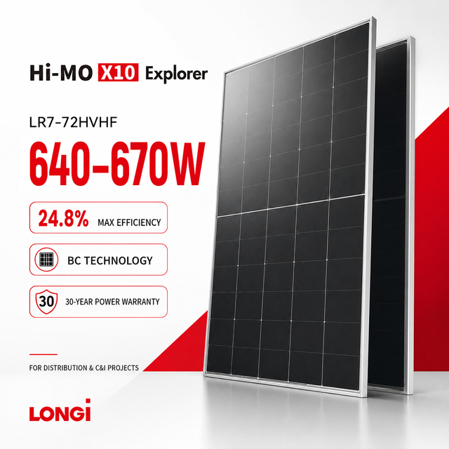 LONGi 640W 650W 660W 670W Solar Panel Price Bulk Supply Efficient Power Generation High Watt PV Module for Airport Parking