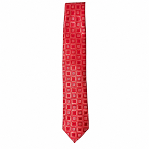 Corbata con patrón cuadrado en rojo y oro rosa |   Corbata de Diseño Premium para Hombre, para Oficina, Negocios, Bodas y Eventos |   Corbata de Moda Moderna - Product Image 3
